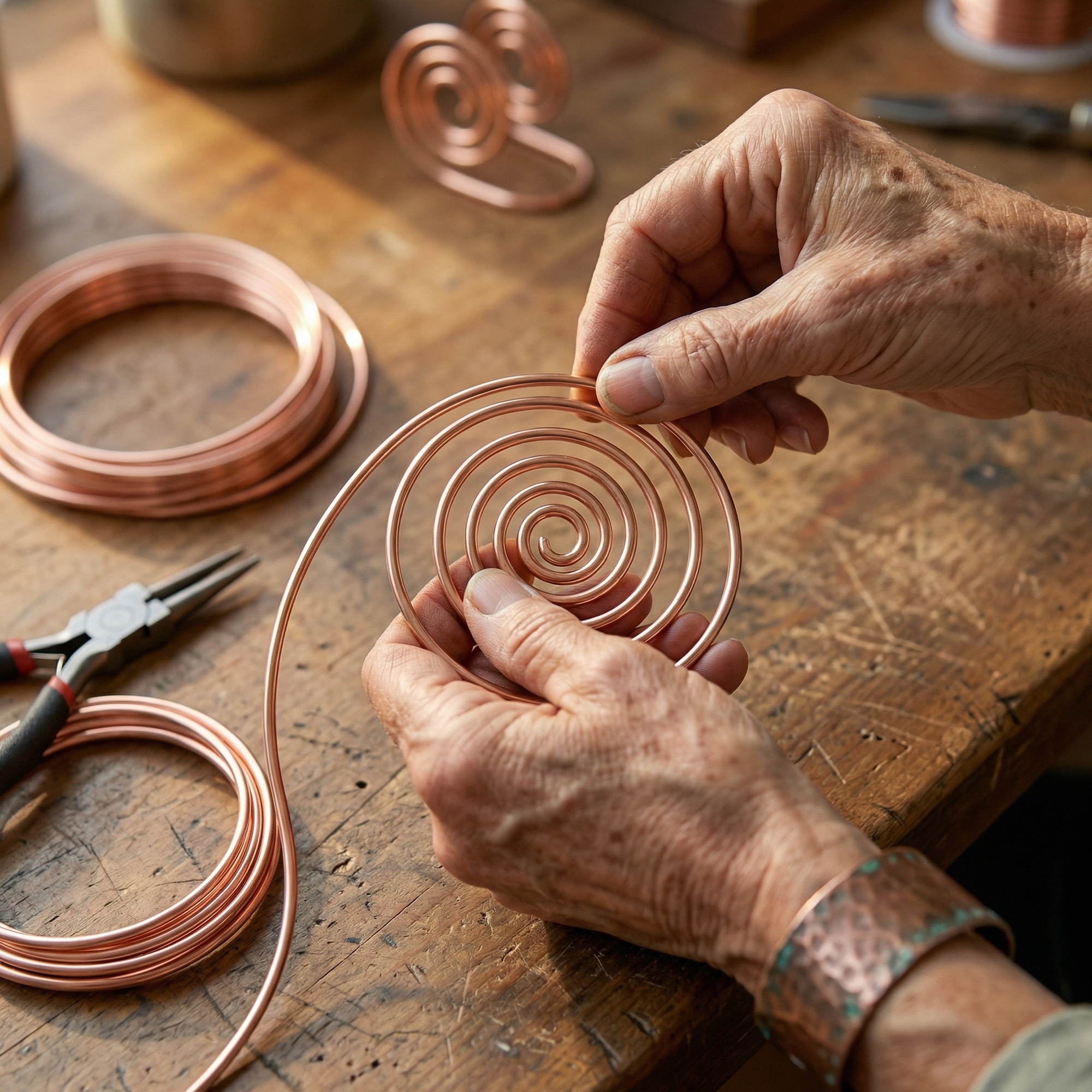 Espiral de Mano de Cobre de Carmen