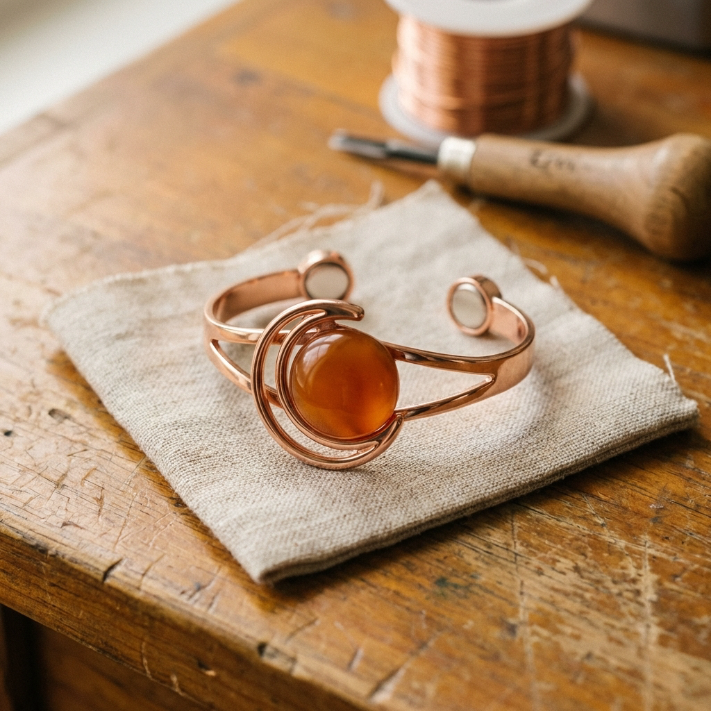 Pulsera de Cobre Naranja de la Esfera de Carmen