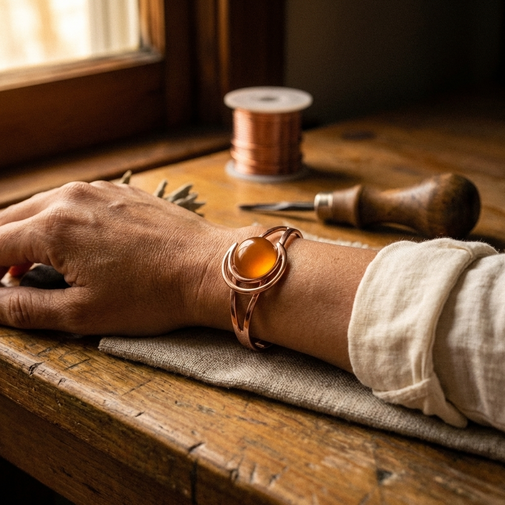 Pulsera de Cobre Naranja de la Esfera de Carmen